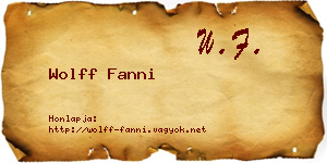 Wolff Fanni névjegykártya